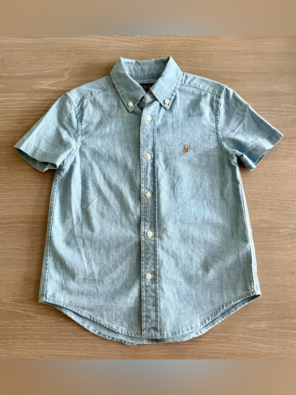 Polo by Ralph Lauren Light Blue Short-Sleeve Denim Chambray Button-Down Shirt  5
